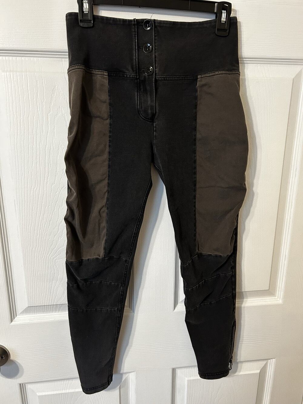 Freddy Wr Up Denim Midrise Full Length 3 Button Panels In Black-green Sz 6